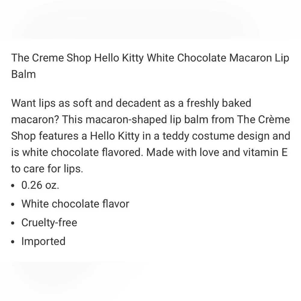 💃 The Crème Shop Hello Kitty Macaron Lip Balm - NIP